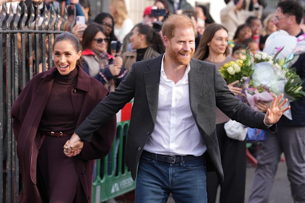 Britain’s Prince Harry and Meghan, Duke and Duchess of Sussex arrive for a visit to The Community Recording Studio in Nottingham, England