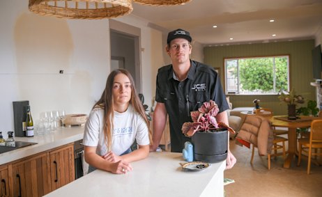 Jarrad Smith and Madeleine Davidson are renovating their first home which they bought before interest rates rose.