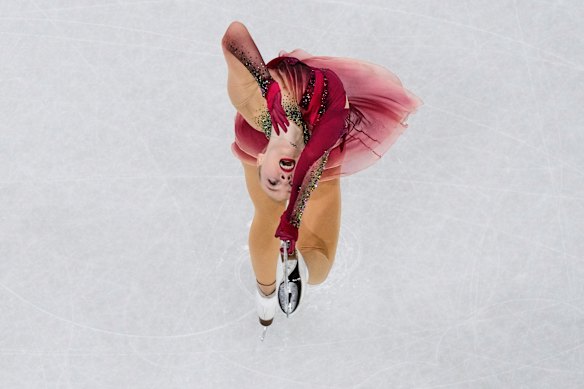 Niina Petrokina of Estonia competes during the women’s short program figure skating at the 2026 Winter Olympics, in Milan, Italy, Tuesday, Feb. 17, 2026.