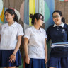 Burwood Girls High School students Zsanelle Tampis, Winnie Su, Janine Hu and Karissa Wu have just completed their final Physics exam and the HSC.