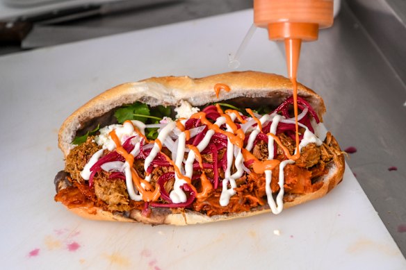 6. Crema (sour cream) and optional spicy sauce.