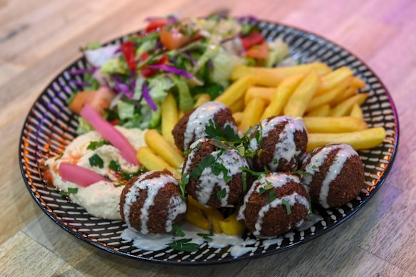Falafel plate with tahini.