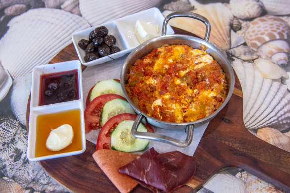 The ottoman breakfast with menemen.