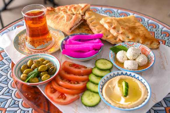 The colourful pastry platter.