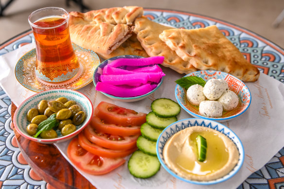 The colourful pastry platter at Taita’s Breakfast.