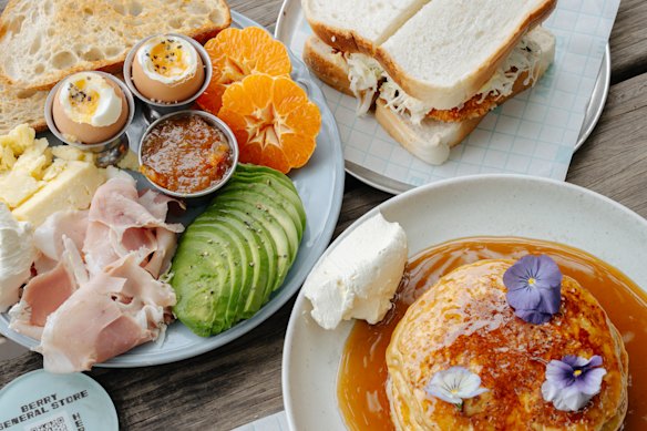 The breakfast plate and ricotta waffles at  Berry General Store.
