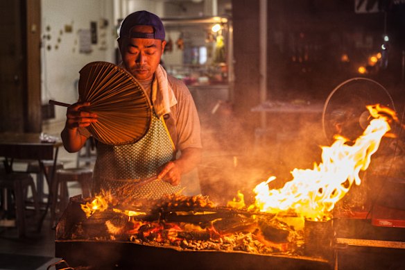 A street food stall in Malaysia.