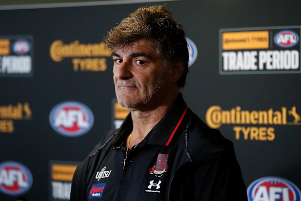 MELBOURNE, AUSTRALIA - OCTOBER 03: Adrian Dodoro, General Manager - List & Recruiting of the Bombers is seen during The 2022 Continental Tyres AFL Trade Period at Marvel Stadium on October 03, 2022 in Melbourne, Australia. (Photo by Michael Willson/AFL Photos)