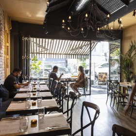 Inside the Lygon Street Indian restaurant.