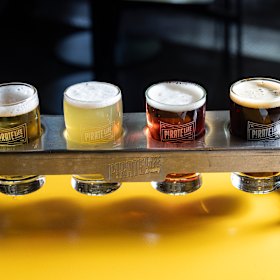 The beer paddle cradles a brace of 148ml beverages.