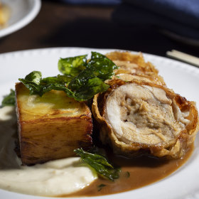 Chicken breast roulade.