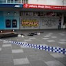The scene in Footscray Mall on Sunday after a man was seriously assaulted.