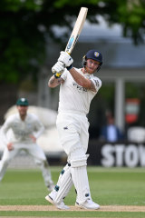 Ben Stokes hits out for Durham against Worcestershire.