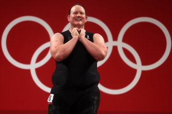 Weightlifter Laurel Hubbard, a transgender woman who competed for Team New Zealand at the 2020 Olympic Games in Tokyo. She was eliminated after three lifts.
