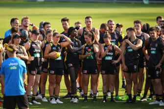 The men's and women's teams at Richmond training on Tuesday night.