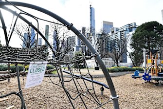 An enclosed playground in Melbourne's Flagstaff Gardens.