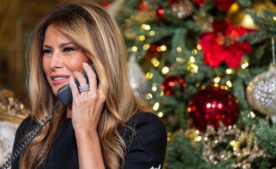 First lady Melania Trump at her Mar-a-Lago club on Christmas Eve.