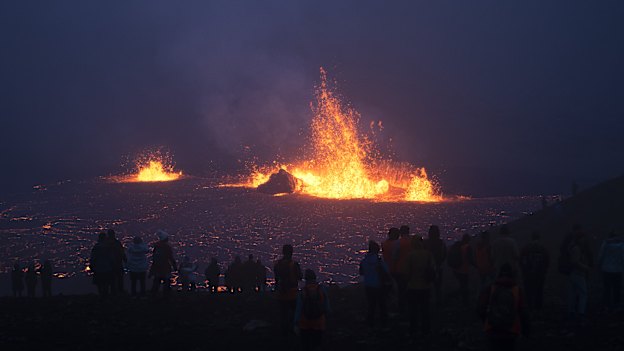 A newly erupted volcano in Iceland in August. Volcanoes are not special portals for human trips to the Earth’s centre (as imagined by Jules Verne) but they can throw up ancient rocks that help solve scientific mysteries.