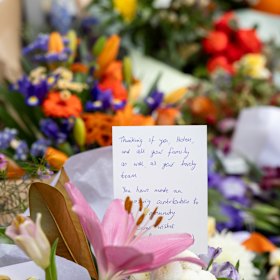 Floral tributes outside Helen Haines’ office in Wangaratta this week.