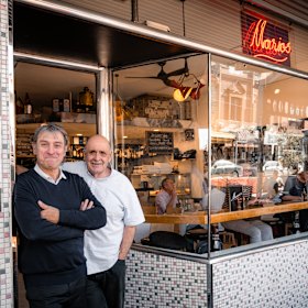 Mario Maccarone and Mario de Pasquale outside their iconic cafe-restaurant.