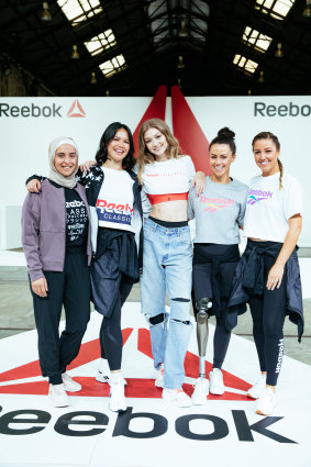 Amna Karra-Hassan, Amrita Hepi, Gigi Hadid, Kelly Cartwright and Jules Sebastian at the Reebok #BeMoreHuman event in Sydney.