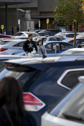 Drivers queued to find a parking spot at Chadstone on Sunday.
