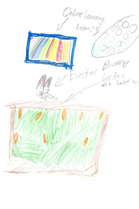 Eight-year-old Zack Wong sent this drawing of his Easter in isolation.