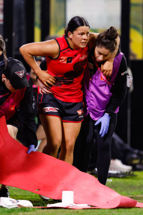 Prespakis was helped from the field at one stage during Essendon’s win.