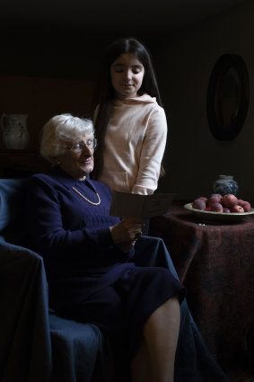 Yvonne Bernstein, originally from Germany, who was a hidden child in France throughout most of the Holocaust, is pictured with her granddaughter Chloe Wright, aged 11. 