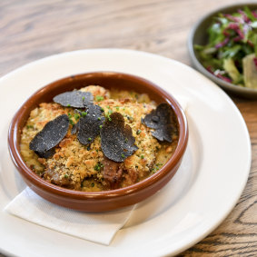 The French-style cassoulet with green leaves at Lord Cardigan. 
