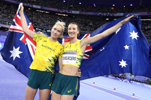 Nicola Olyslagers and Eleanor Patterson claimed silver and bronze in the high jump.