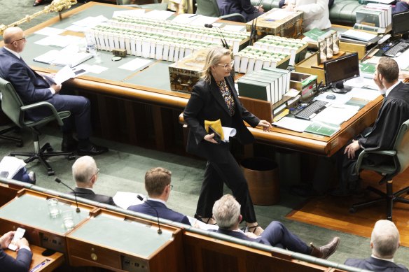 Deputy Opposition Leader Sussan Ley leaving the chamber last year after being ejected during question time.