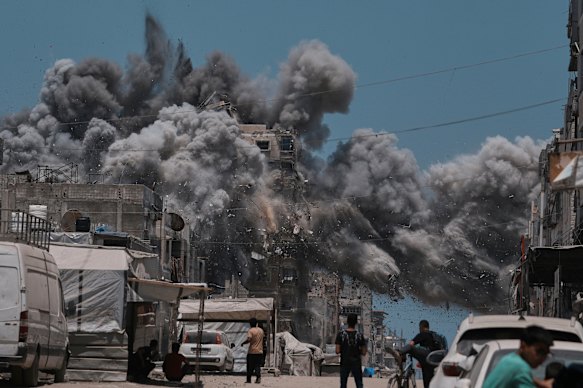 An Israeli strike in Gaza City on Sunday.