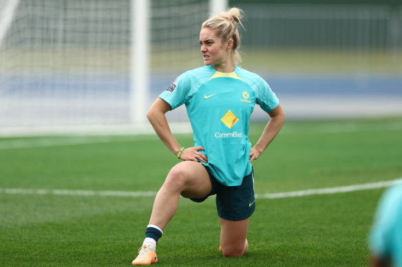 Ellie Carpenter during a Matildas training session ahead of their match against Ireland.