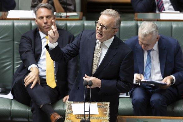 Prime Minister Anthony Albanese during question time on Tuesday.