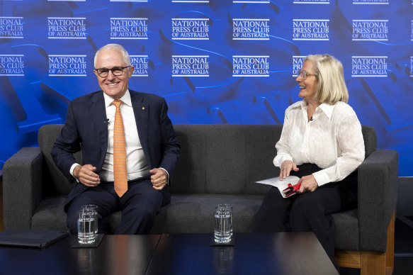 Malcolm and Lucy Turnbull at the National Press Club last year.
