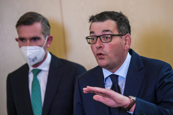 NSW Premier Dominic Perrottet flew to Melbourne last year to announce a health policy with Victorian Premier Daniel Andrews.