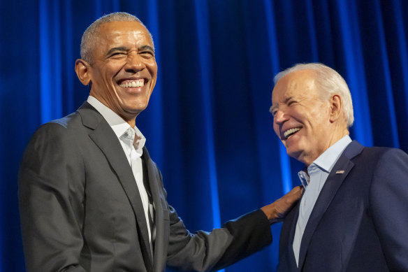Former US president Barack Obama joins President Joe Biden for the fundraiser on Thursday.