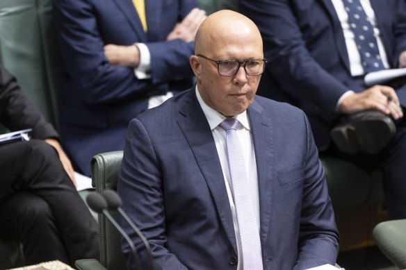 Opposition Leader Peter Dutton in question time yesterday.