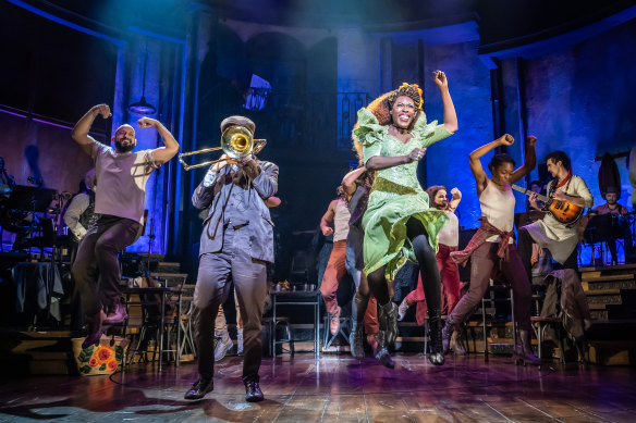 The cast of the West End production of Hadestown.