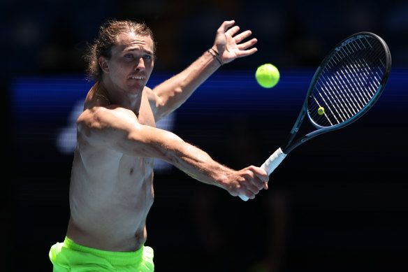 Germany’s Alexander Zverev practices in Perth on Boxing Day before the United Cup kicks off on Friday.