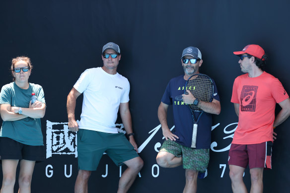 Team Demon: Manager Kathryn Oyeniyi, Lleyton Hewitt, Adolfo Gutierrez, and Emilio Poveda Pagan. 