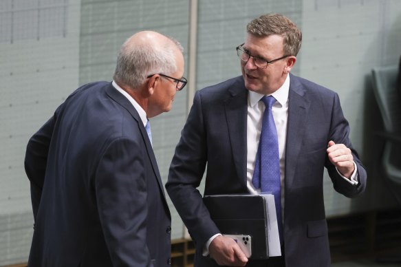 Former prime minister Scott Morrison and former minister Alan Tudge.