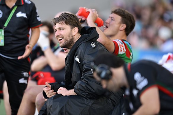 Jai Arrow watched the rest of South Sydney’s match from the bench on Saturday.