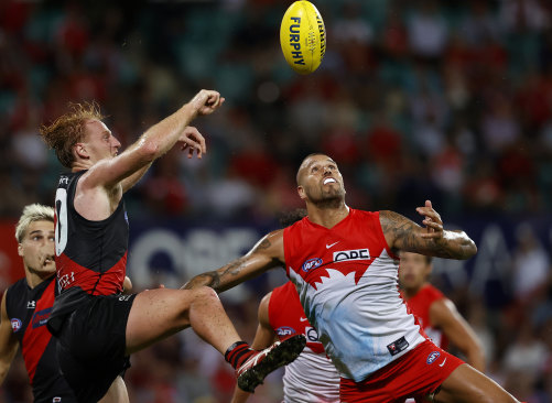 Lance Franklin match winning mark and goal during the Swans’ win over Essendon.