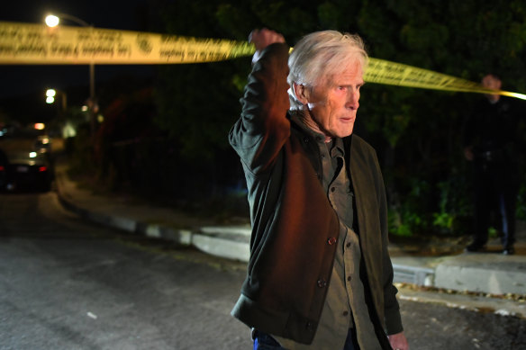 Matthew Perry’s stepfather, Keith Morrison, appeared visibly shaken outside the actor’s home.