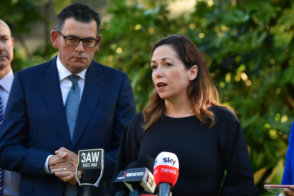 Attorney-General Jaclyn Symes, with Premier Daniel Andrews, is expected to introduce a draft bill for bail reforms in state parliament in coming weeks.