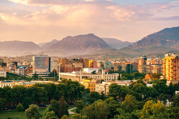 Views of Albania’s capital Tirana.  