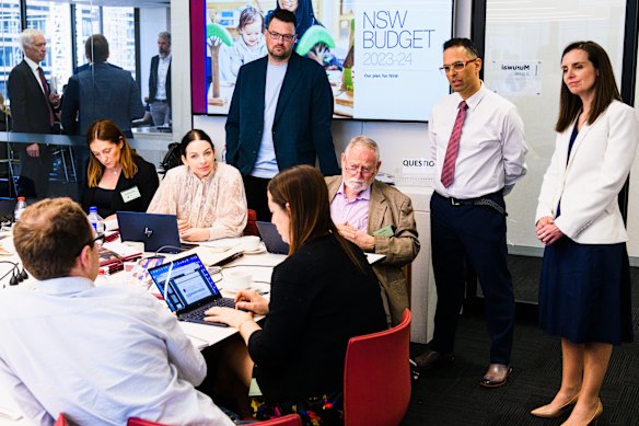 Treasurer Daniel Mookhey and Finance Minister Courtney Houssos visited the Herald’s section of the lock-up.