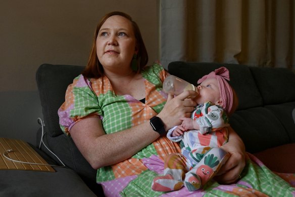 Sarah Oliver’s daughter Matilda relied on donor breast milk for her first two weeks of life. 
